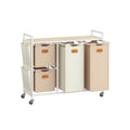 4 Bag Laundry Hamper in Beige Camel Brown and Cream with Removable Bags by Vasagle