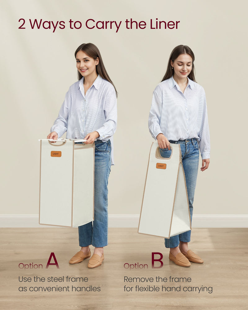 4 Bag Laundry Hamper in Beige Camel Brown and Cream with Removable Bags by Vasagle