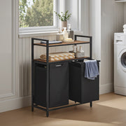Laundry Sorter with 2 Removable Bags and 2 Storage Shelves for Bathroom or Bedroom by Vasagle