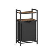 Rustic Brown and Black Laundry Basket 65L with Handles and Sturdy Frame by Vasagle