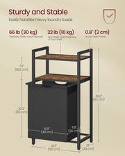 Rustic Brown and Black Laundry Basket 65L with Handles and Sturdy Frame by Vasagle