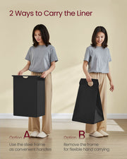 Rustic Brown and Black Laundry Basket 65L with Handles and Sturdy Frame by Vasagle