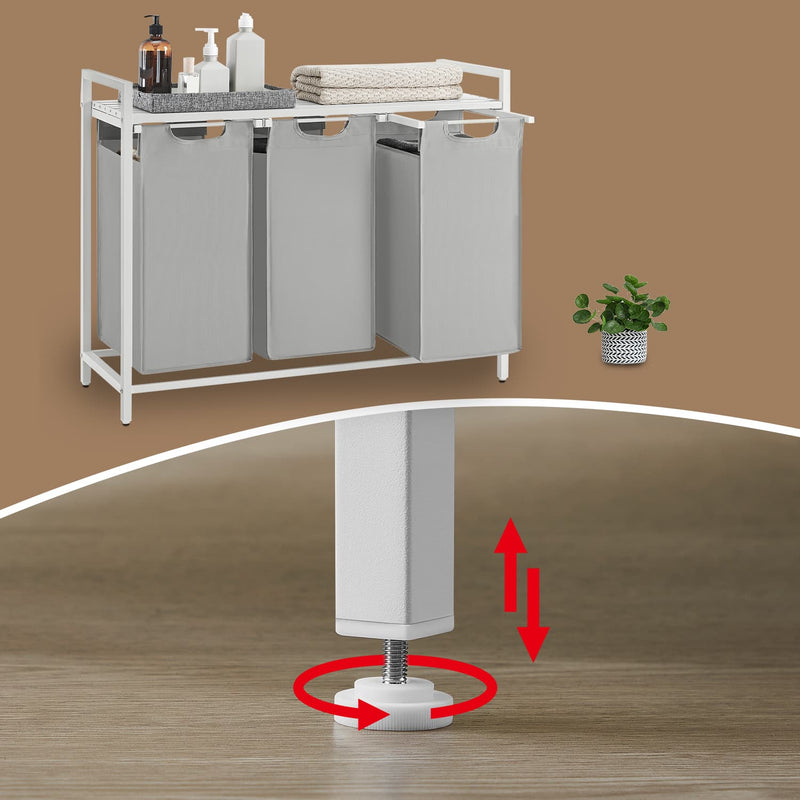 3 Compartment Laundry Hamper with Removable Pull Out Liners for Easy Sorting by Vasagle