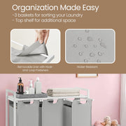 3 Compartment Laundry Hamper with Removable Pull Out Liners for Easy Sorting by Vasagle