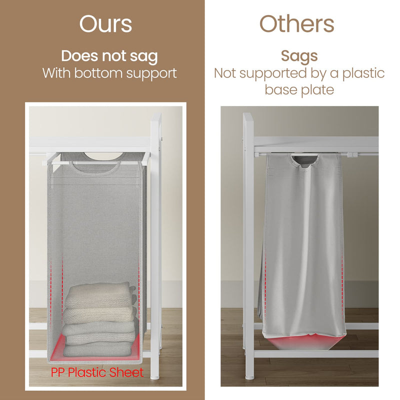 3 Compartment Laundry Hamper with Removable Pull Out Liners for Easy Sorting by Vasagle