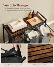 3 Compartment Laundry Hamper with Removable Liners in Black Grey and White by Vasagle