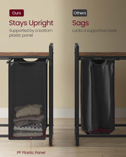 3 Compartment Laundry Hamper with Removable Liners in Black Grey and White by Vasagle