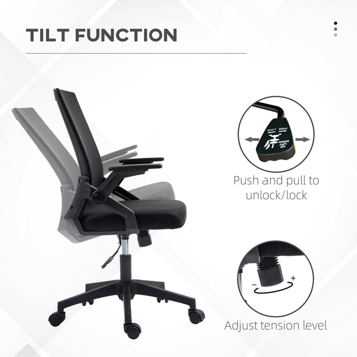 Black Swivel Office Chair With Lumbar Support Ergonomic Design by Vinsetto