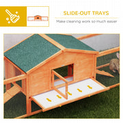 Wooden Rabbit Hutch with Run and Pull Out Tray for Outdoor Use with Ramps, Orange
