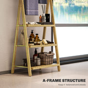 Three Shelf Bamboo Storage Unit with Towel Racks Natural Finish by HOMCOM
