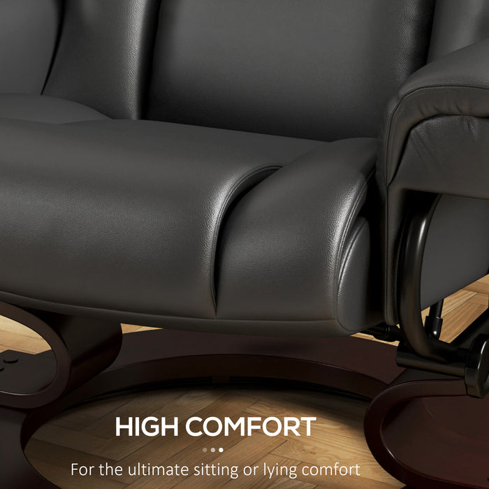 Black Swivel Massage Recliner Chair With Footstool and Adjustable Backrest by HOMCOM