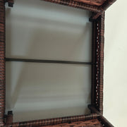 Brown Rattan Foldable Outdoor Coffee Table With Steel Frame for Garden by Outsunny