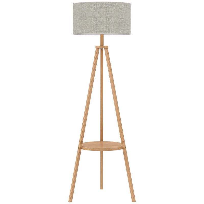 Floor Lamp with Shelf for Lighting and Storage Natural Wood