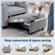 3 in 1 Convertible Single Sofa Chair Bed Ideal for Guest Rooms and Small Spaces Light Grey