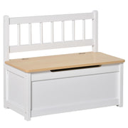 Wooden Toy Storage Bench with Safety Lid Doubles as Seat and Organiser, White