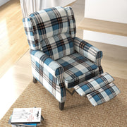 Wingback Recliner Armchair with Footrest for Lounge or Bedroom Comfort Blue