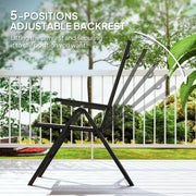 Black Rattan Reclining Garden Chairs Set Weather Resistant and Adjustable by Outsunny