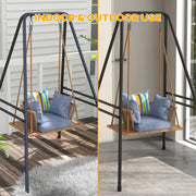 Heavy Duty Hammock Chair Stand For Hanging Swing Or Egg Chair Ideal For Garden Use Black AOSOM