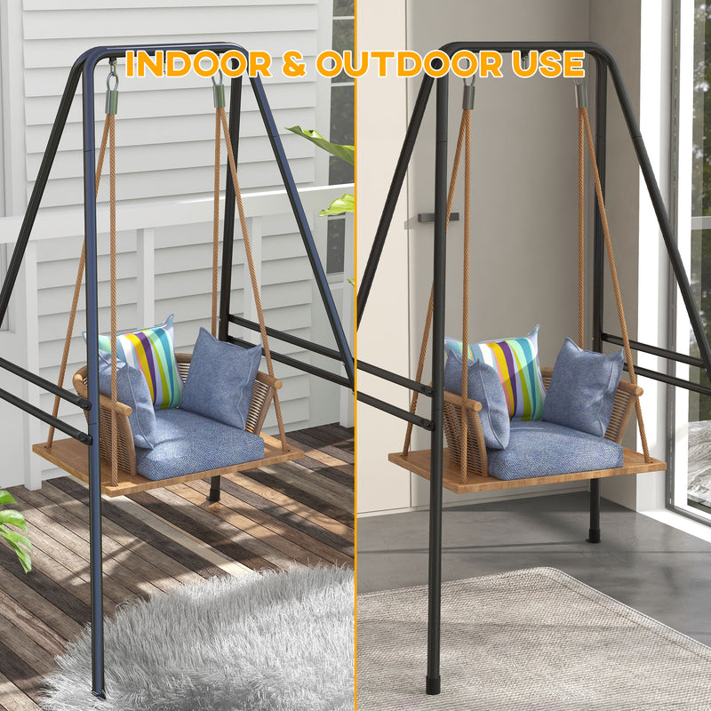 Heavy Duty Hammock Chair Stand For Hanging Swing Or Egg Chair Ideal For Garden Use Black AOSOM