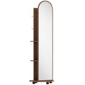 Full Length Mirror with Shelves and Hooks for Bedroom Storage on Wheels Brown Wood Effect Homcom