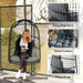 Dark Grey Hanging Egg Chair Rattan Swing Seat with Cushion and Headrest for Garden or Indoor by Outsunny