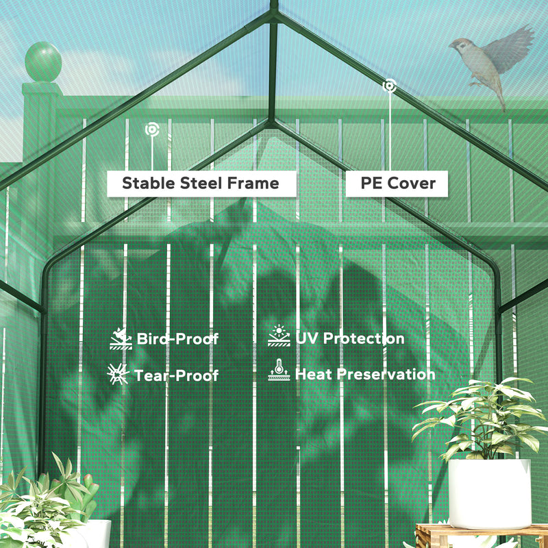 Green Walk In Greenhouse with Shelves 120 x 186cm for Plants and Seedlings by Outsunny