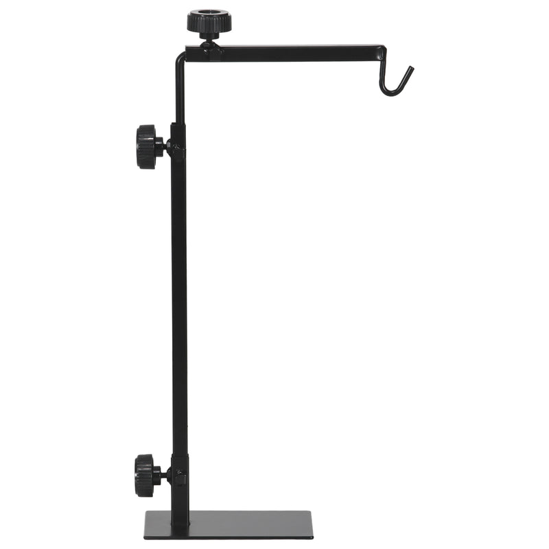 Adjustable Reptile Lamp Stand with Hook and Stable Base for Terrariums Black AOSOM