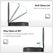 30L Pedal Kitchen Bin with Soft Close Lid and Removable Inner Bucket for Home Use Black