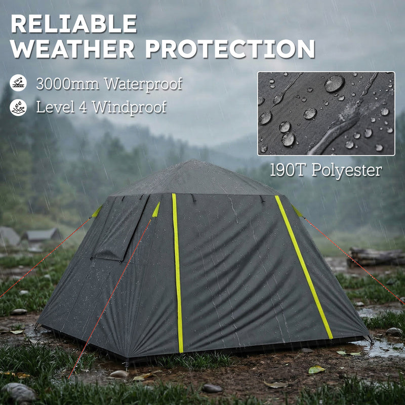 2 Person Waterproof Camping Tent with Spacious Interior and Easy Setup Grey Green