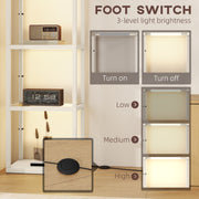 LED Floor Lamp with 4 Glass Shelves Dimmable Light Ideal for Living Room or Office Oak