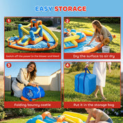 Bouncy Castle with Double Slides and Water Cannons for Active Garden Play Multicolour AOSOM