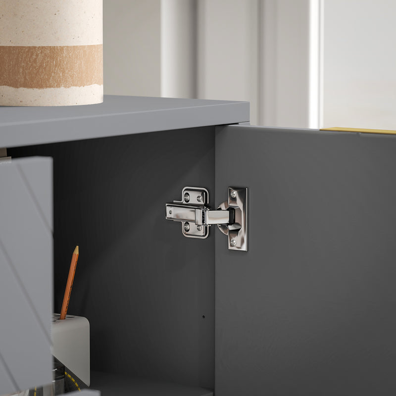 Grey Sideboard with 3 Drawers and Adjustable Shelves for Living Room Storage