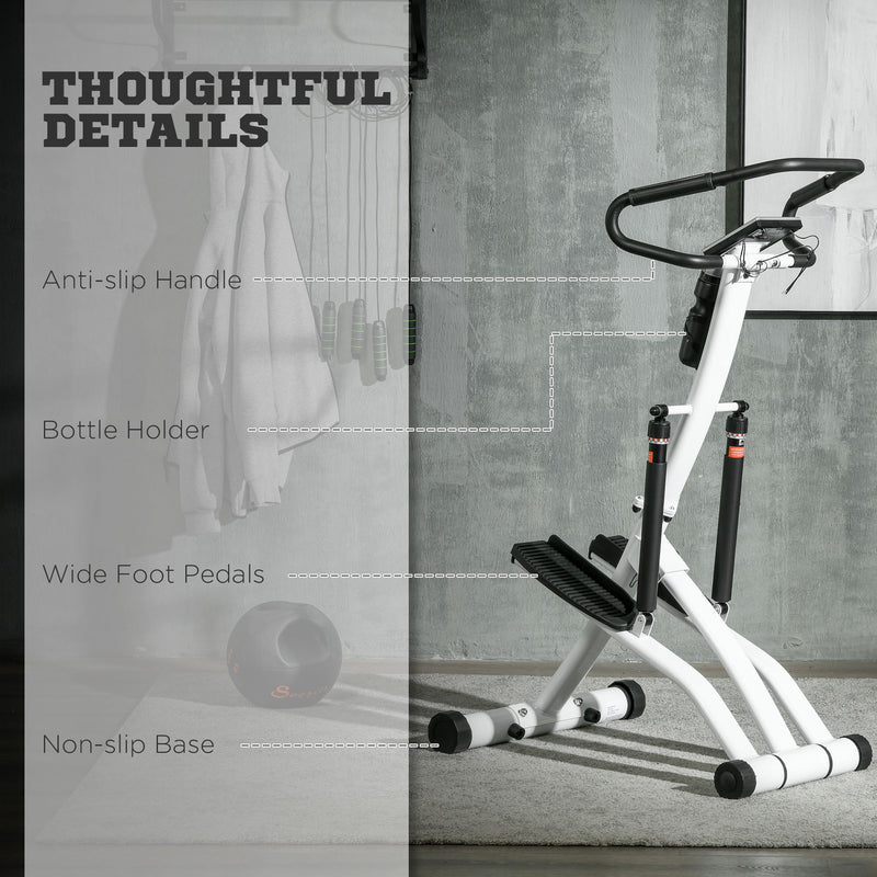 Foldable Home Stair Stepper with 12 Level Resistance and LCD Screen White and Black
