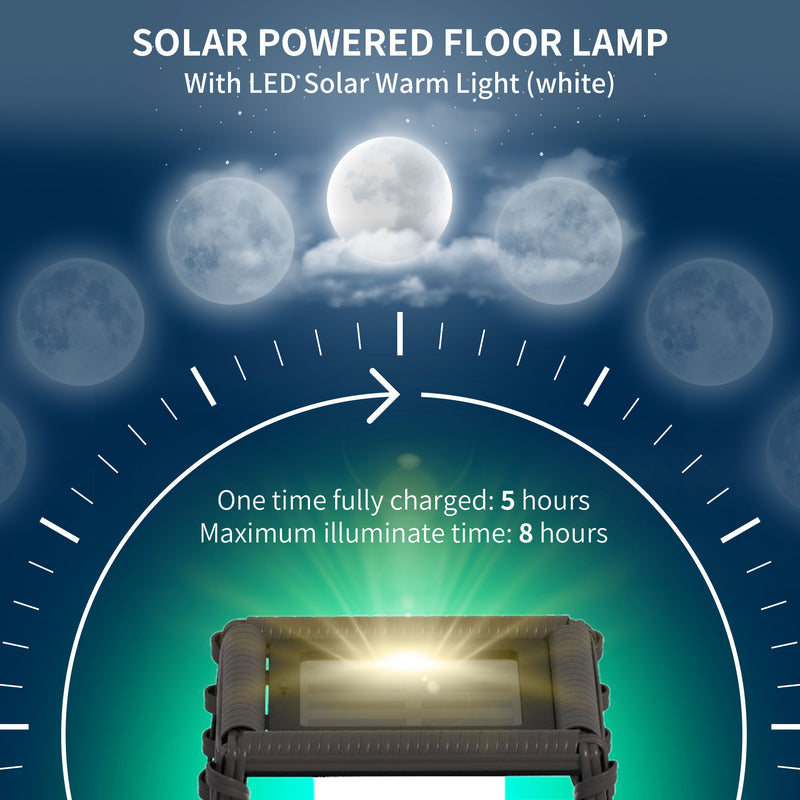 Grey 68cm Rattan Solar Floor Lamp With LED Light For Outdoor Garden Or Pathway Use