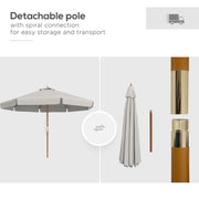 Grey 3.3m Wooden Garden Parasol with Elegant Design by Outsunny
