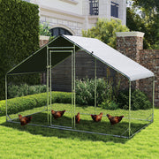 Large Walk In Chicken Coop with Water Resistant Roof for Outdoor Poultry Housing Grey