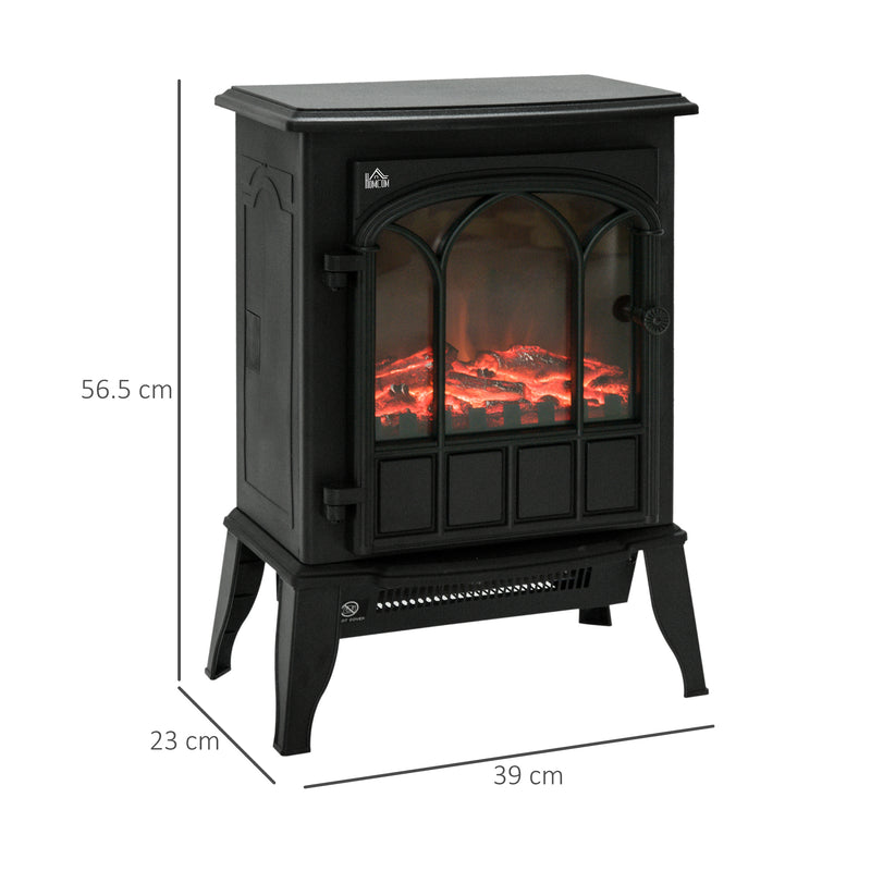 Freestanding Electric Fireplace Heater with LED Flame Effect for Cosy Living Rooms Black
