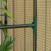 Portable Mini Greenhouse with 4 Shelves for Plants and Tomatoes Roll Up Door White