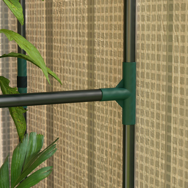 Portable Mini Greenhouse with 4 Shelves for Plants and Tomatoes Roll Up Door White