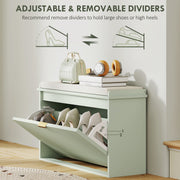 Green Shoe Storage Bench with Padded Seat and Eight Compartments by HOMCOM