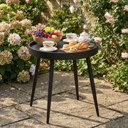 Outdoor Side Table with Weatherproof Top and Stable Frame for Patio or Garden Black Outsunny