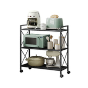Black 3 Tier Metal Shelving Unit on Wheels with Adjustable Storage by Songmics