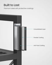 Black 3 Tier Metal Shelving Unit on Wheels with Adjustable Storage by Songmics