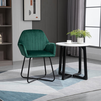 Upholstered Armchair with Metal Base Ideal for Living Room or Bedroom Seating Green
