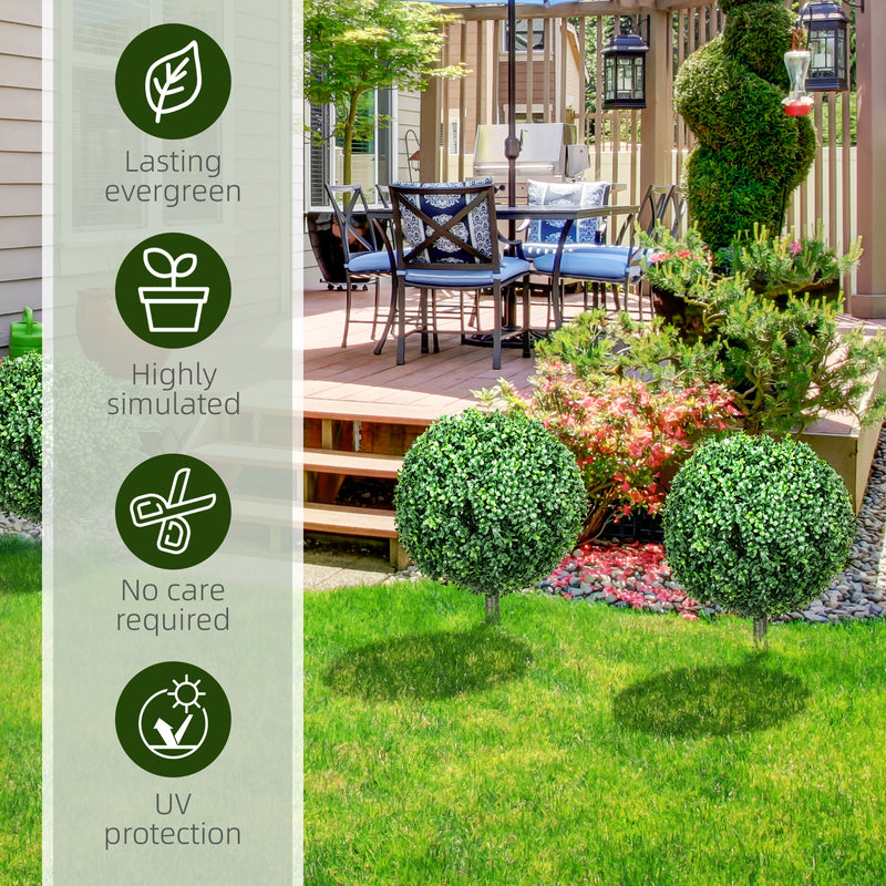 Artificial Topiary Ball Set of 2 for Easy Year Round Garden or Doorstep Greenery Green