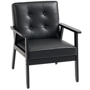 Black Retro Style Accent Chair with Faux Leather Seat Ideal for Living Room or Office