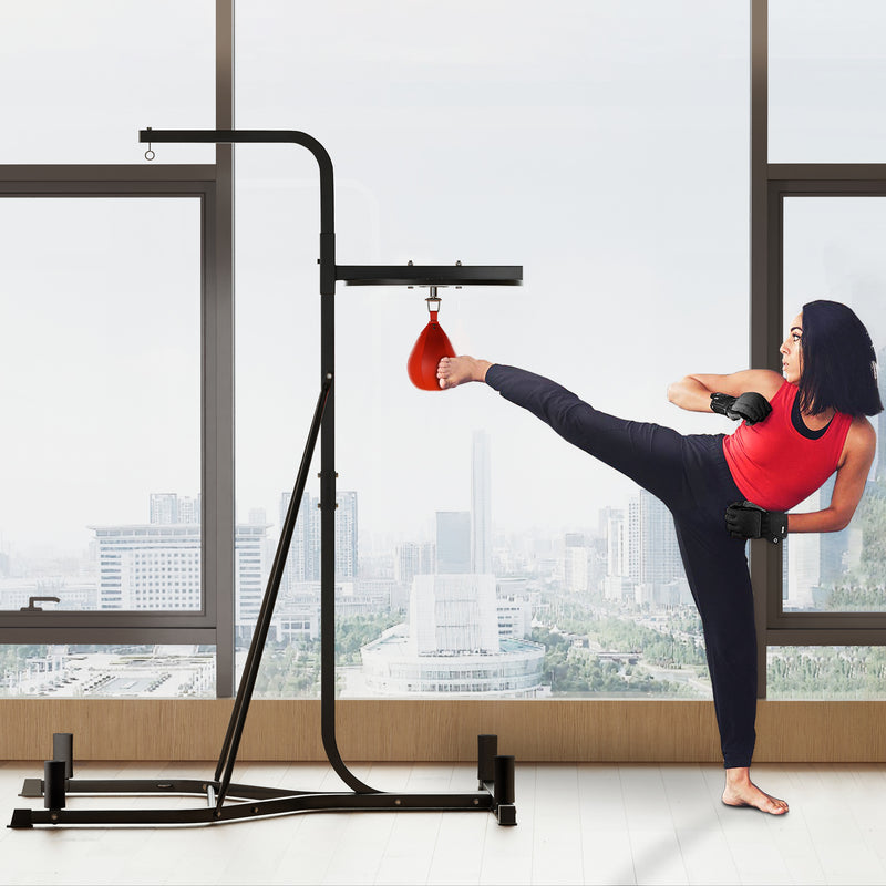Adjustable Freestanding Speedbag Punch Bag Stand for Boxing Training Black by Outsunny AOSOM