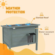 Wooden Insulated Cat House With Removable Floor And Opening Roof For Outdoors, Charcoal Grey