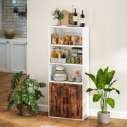 5 Tier Wooden Bookcase With Adjustable Shelves For Home Office Or Study, Rustic Brown