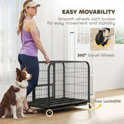 Steel Dog Crate for Small and Medium Dogs with Triple Doors and Removable Tray Black Pawhut